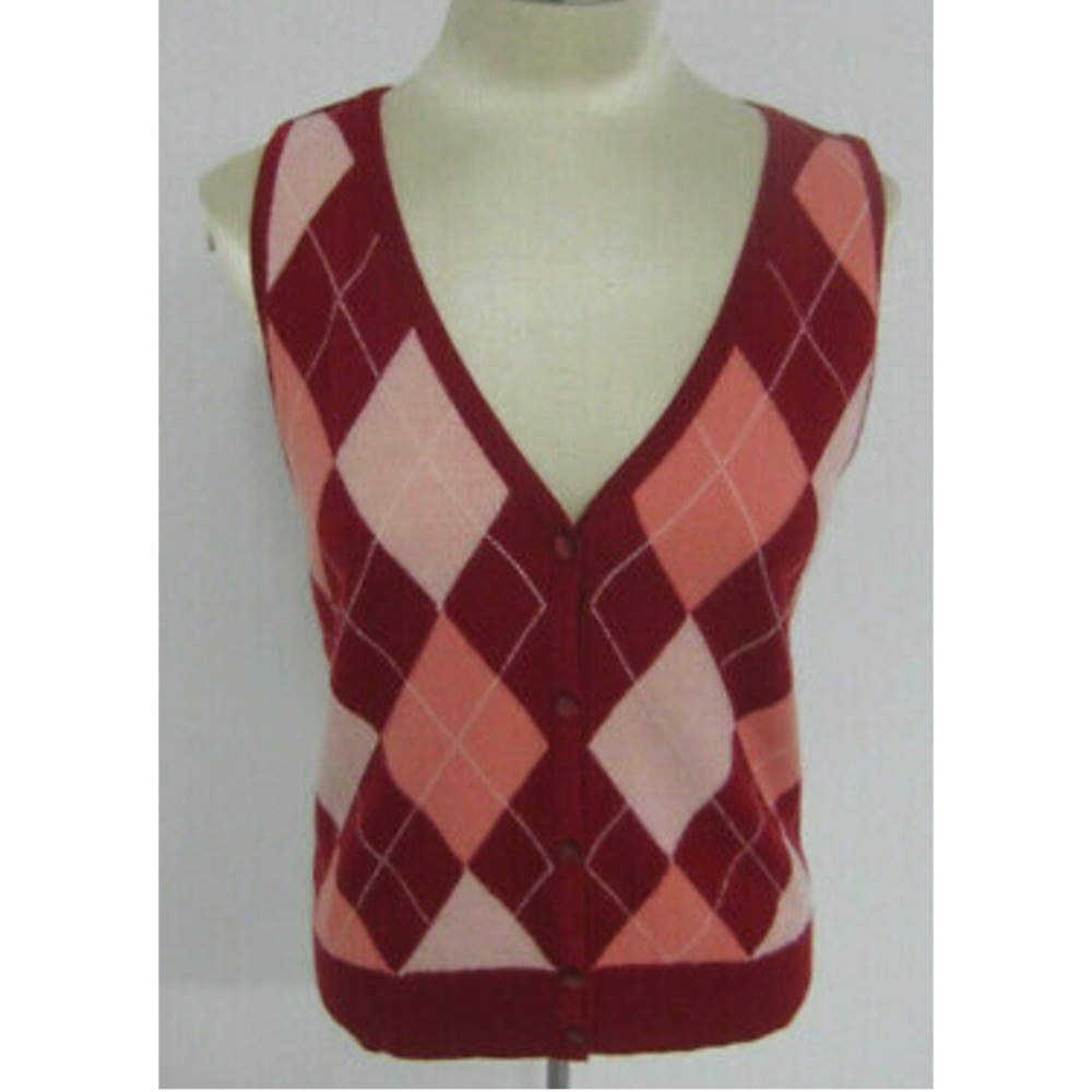 Talbots Argyle Cardigan Vest. Size M
